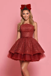 A Line Burgundy Strapless Homecoming Dress Short Cocktail Dresses